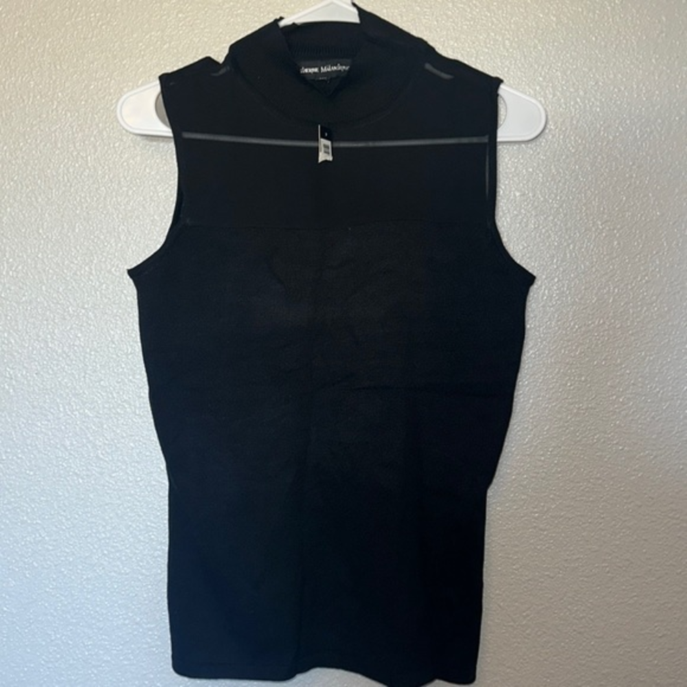 Catherine Malandrino knit Sleeveless with sheer Top‎ size S